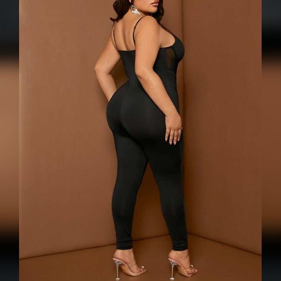 Sexy Plus Contrast Mesh Bustier Cami Unitard Jumpsuit sz 4x - Picture 9 of 12